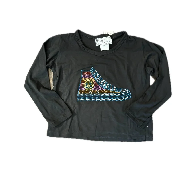 Stylish Men's HenleysKid's Sneaker Crop Long Sleeve Tee In Black