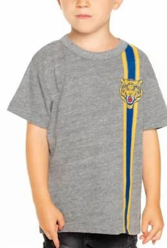 Men's Shirts with Drawstring WaistbandsBoys Tiger Stripe Short Sleeve Tee In Grey