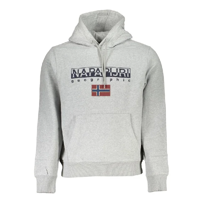 Durable Men's Acrylic SweatersNapapijri Gray Cotton Men Hooded Men's Sweater