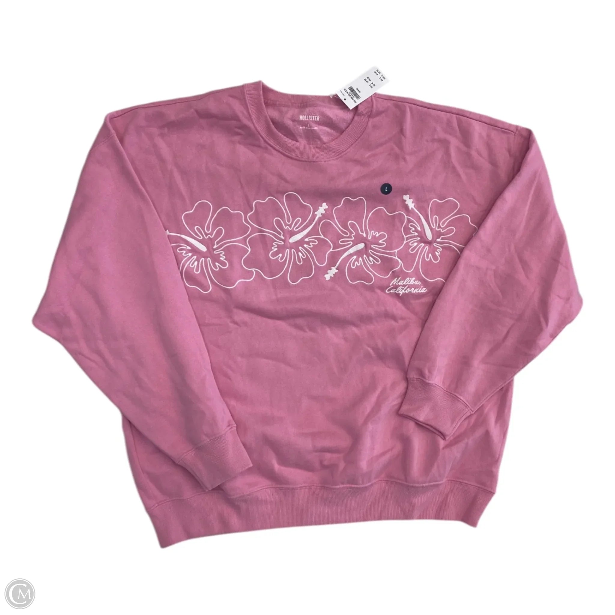 Men's Hoodies with Asymmetric ZippersSweatshirt Crewneck By Hollister In Pink & White, Size: L Men's Hoodies with Asymmetric ZippersSweatshirt Crewneck By Hollister In Pink & White, Size: L
