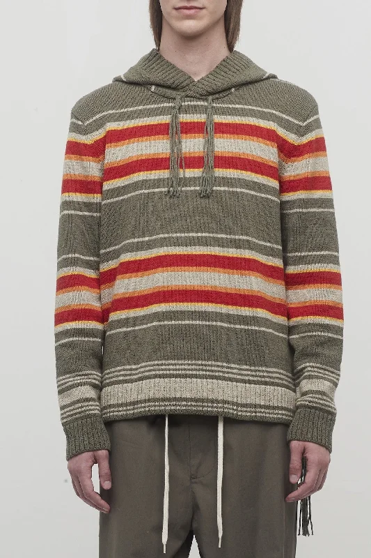 Craig Green Stripe Hooded Jumper in Olive