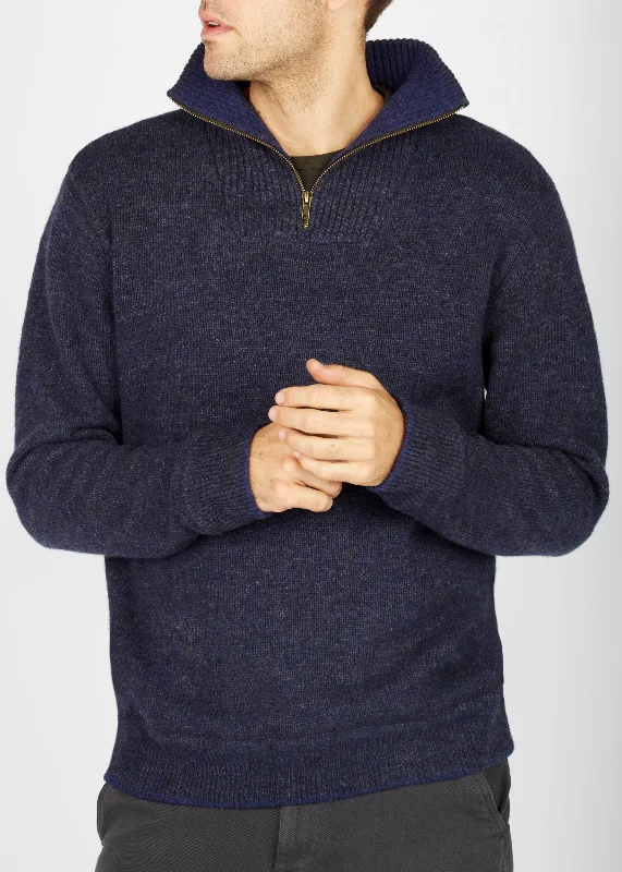 Stylish Men's Turtleneck SweatersIrelandsEye Mens Half Zip Sweater | Navy Marl