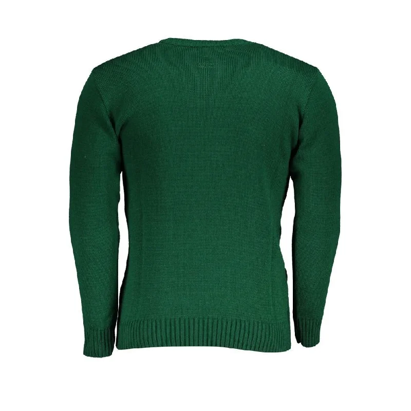 Men's Sweaters with Straight-Cut ShapesU.S. Grand Polo Green Fabric Men's Sweater
