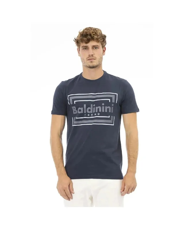 Men's Shirts with Plaid PatternsBaldinini Trend Men's Blue Cotton T-Shirt - 2XL
