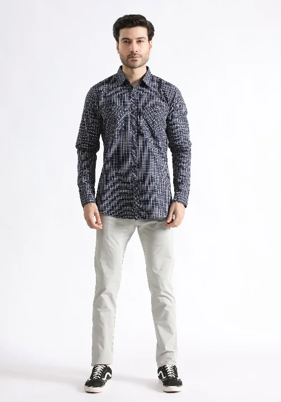 Men's Hunting Shirts for Camouflage and ComfortNavy Checkered Shirt