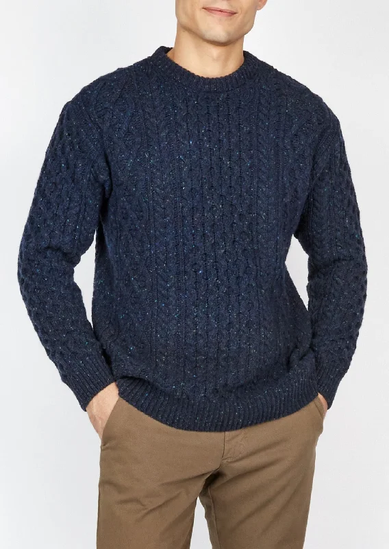 Men's Sweaters for AutumnIrelandsEye Cashmere Aran Sweater | Navy - Clearance