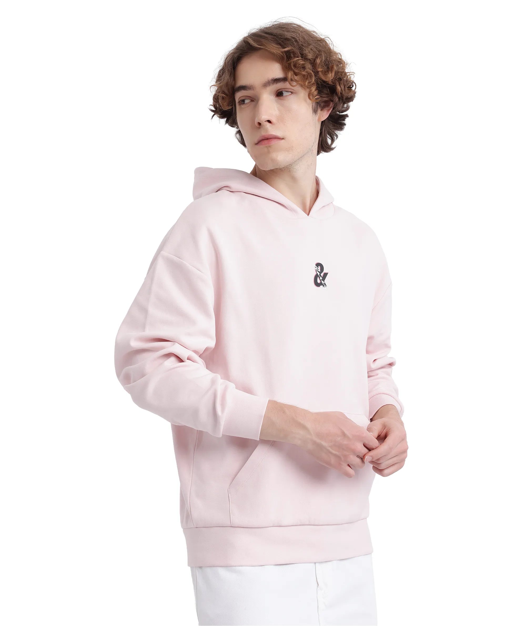 High-Quality Men's French Terry HoodiesRare Rabbit Men Junol Pastel Pink Cotton Blend Fabric Full Sleeve Boxy Fit Embroidered Hooded Sweatshirt High-Quality Men's French Terry HoodiesRare Rabbit Men Junol Pastel Pink Cotton Blend Fabric Full Sleeve Boxy Fit Embroidered Hooded Sweatshirt
