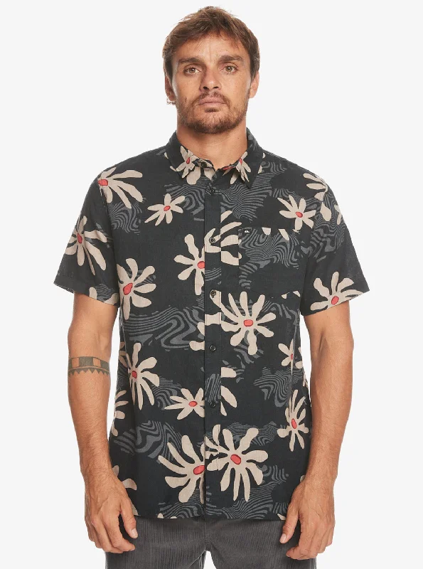 Men's Unique Dress Shirts for a Statement LookTrippy Floral Short Sleeve Shirt - Black Trippy Floral Men's Unique Dress Shirts for a Statement LookTrippy Floral Short Sleeve Shirt - Black Trippy Floral