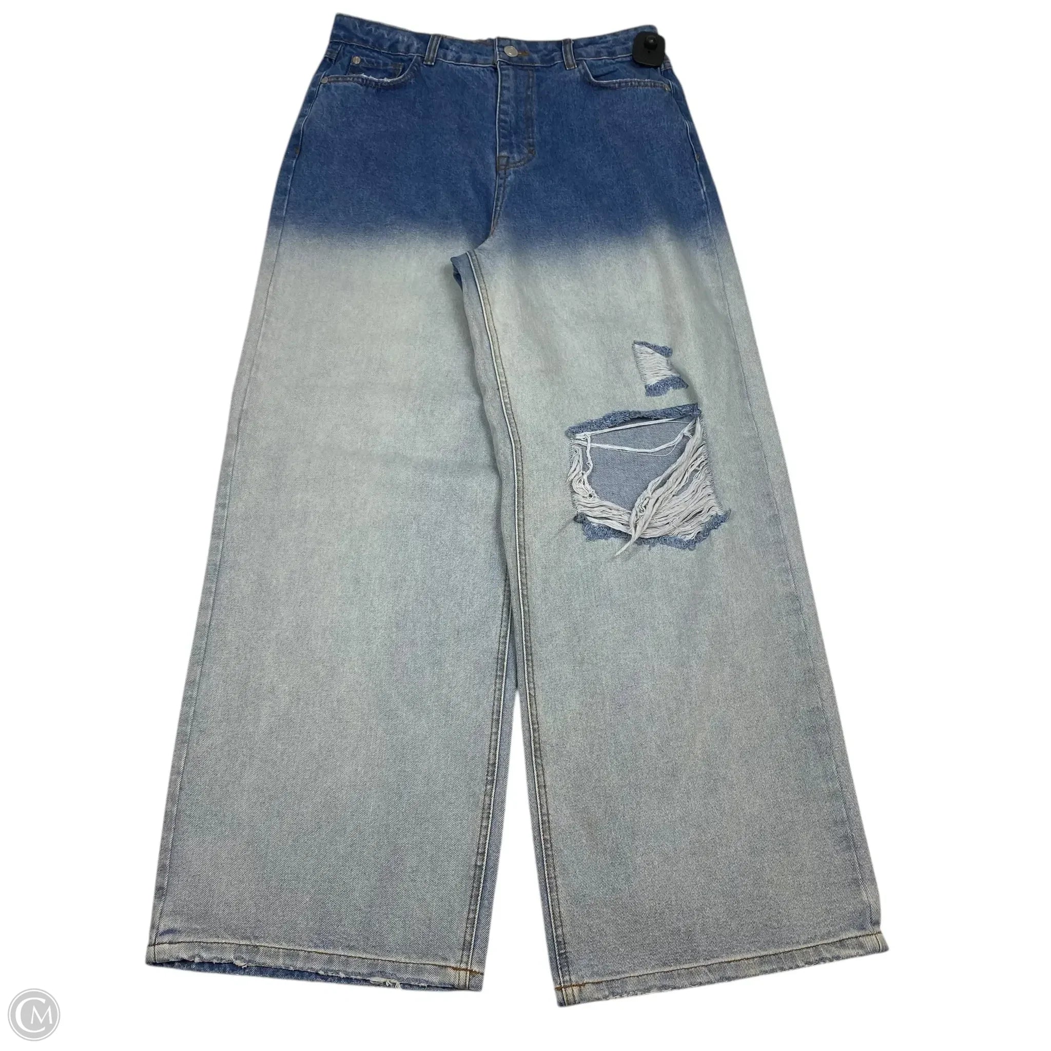 Dark Wash Men's JeansJeans Wide Leg By Boohoo Boutique In Blue Denim, Size: 10