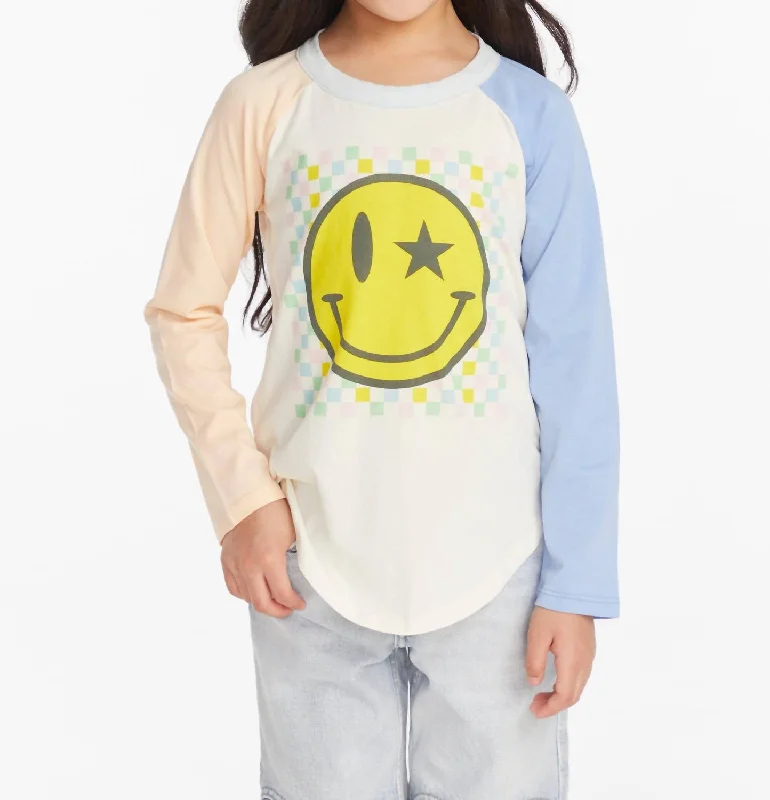 Men's Shirts with Patchwork PatternsCheckered Smiley Tees In Cream Check