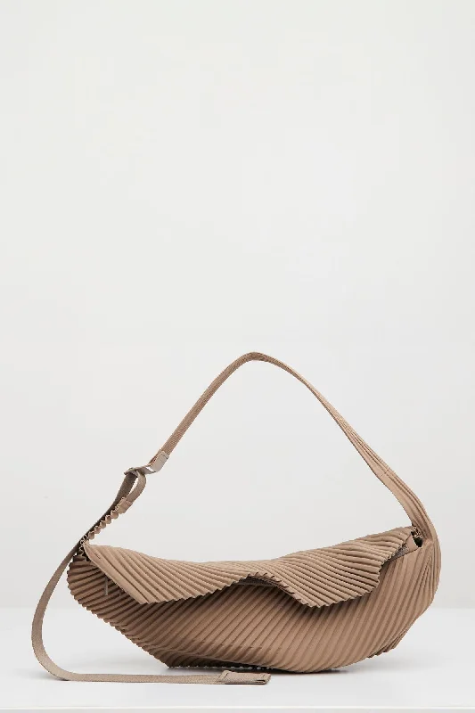 Homme Plissé Issey Miyake Pleats Crossbody in Light Mocha Brown