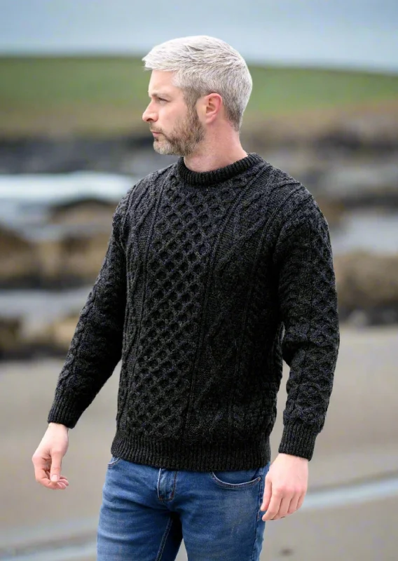 Men's Sweaters with Relaxed FitsAran Wool Sweater | Charcoal