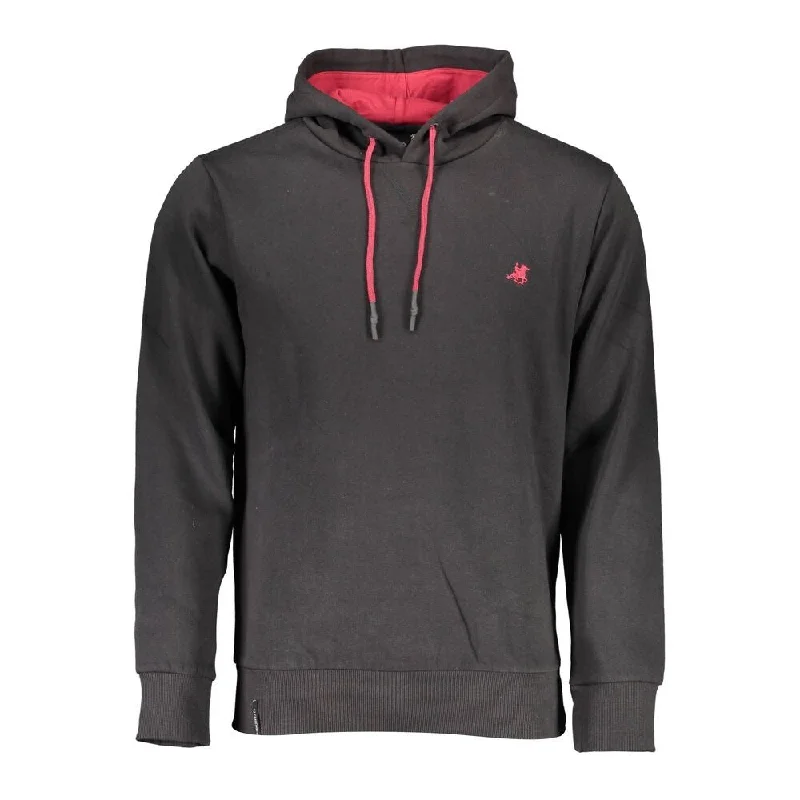 Men's Sweaters with Appliqué DetailsU.S. Grand Polo Black Cotton Men's Sweater