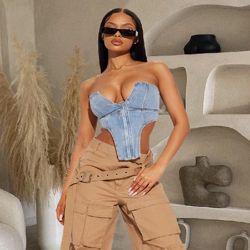 Modern Men's JeansKittenAlarm - Summer New Irregular Strapless Zipper Denim Crop Top Corset Women Blue Jeans Tube Tops Party Clubwear Streetwear Clothes Modern Men's JeansKittenAlarm - Summer New Irregular Strapless Zipper Denim Crop Top Corset Women Blue Jeans Tube Tops Party Clubwear Streetwear Clothes