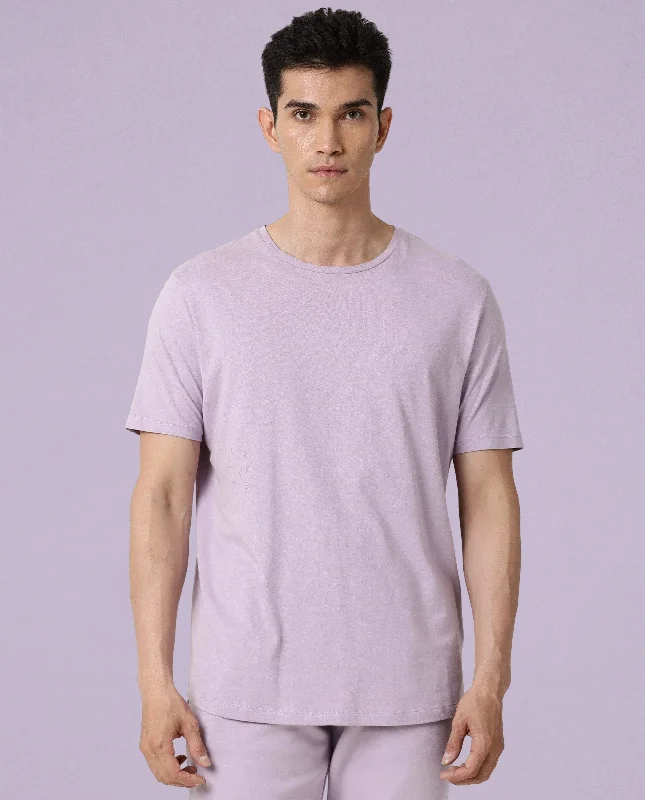 Men's Shirts with Striped PatternsRare Rabbit Articale Men's Caxel Pastel Lilac Crew Neck Offset Brand Print Half Sleeves T-shirt Men's Shirts with Striped PatternsRare Rabbit Articale Men's Caxel Pastel Lilac Crew Neck Offset Brand Print Half Sleeves T-shirt