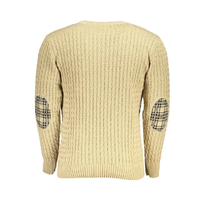 Men's Sweaters with BeadsU.S. Grand Polo Beige Twisted Crew Neck Men's Sweater
