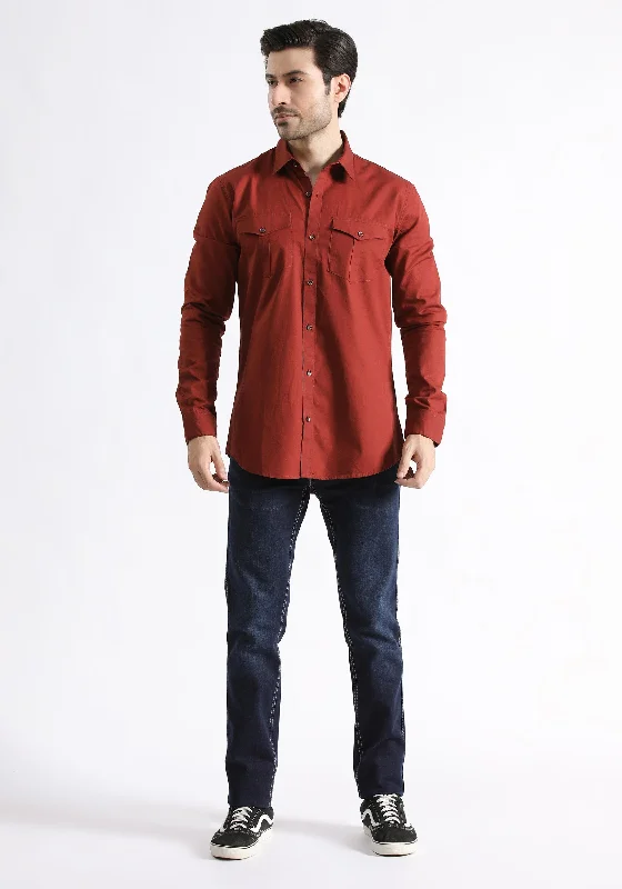 Men's Muscle Fit T-Shirts for a Body-Hugging FitMaroon Casual Shirt
