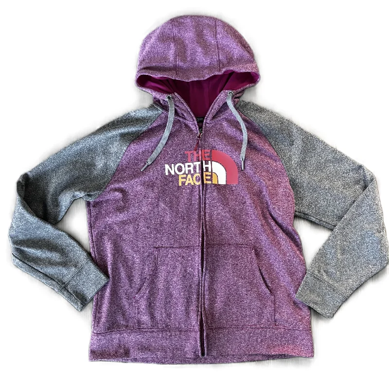 Men's Hoodies with Button-Down PocketsAthletic Sweatshirt Hoodie By The North Face In Grey & Purple, Size: Xl Men's Hoodies with Button-Down PocketsAthletic Sweatshirt Hoodie By The North Face In Grey & Purple, Size: Xl