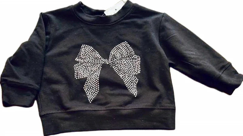 Men's Shirts with Snap ButtonsGirls Big Blush Bow Sweatshirt In Black & White