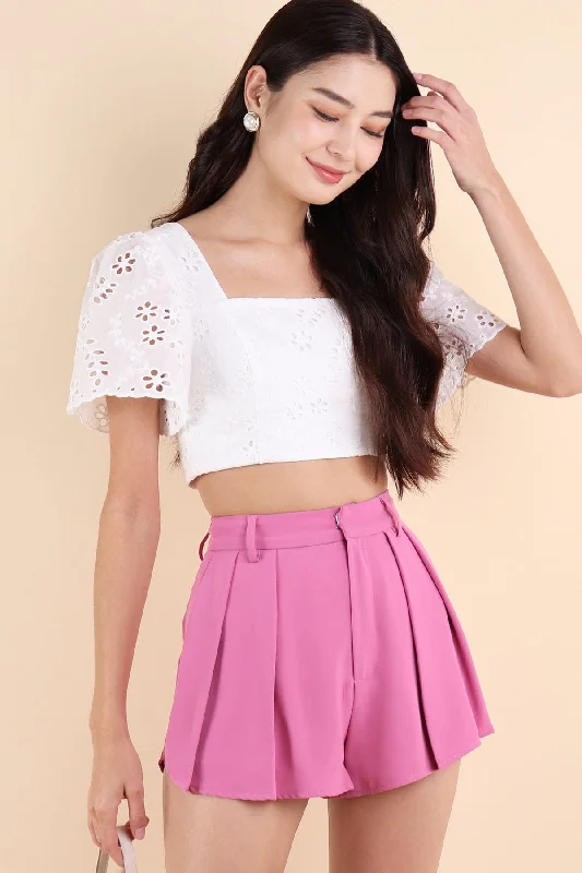 Men's Pants with Shallow PocketsRESTOCKED** LUCERNE PLEATED SHORTS IN BARBIE PINK