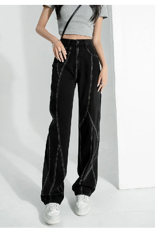 Men's Jeans with Embroidered LogosKittenAlarm - High Waisted Jeans for Women Black Y2k Denim Pants Vintage Streetwear Xs Jeans Baggy Fashion Straight Trousers Female Men's Jeans with Embroidered LogosKittenAlarm - High Waisted Jeans for Women Black Y2k Denim Pants Vintage Streetwear Xs Jeans Baggy Fashion Straight Trousers Female