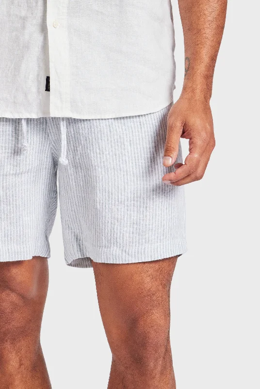 Men's Pants with Faux Leather PatchesStripe Riviera Linen Short