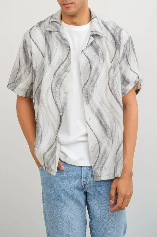 Men's Casual Friday Shirts for Relaxed Office DaysGRAPHITE PRINTED SAFARI SHIRT