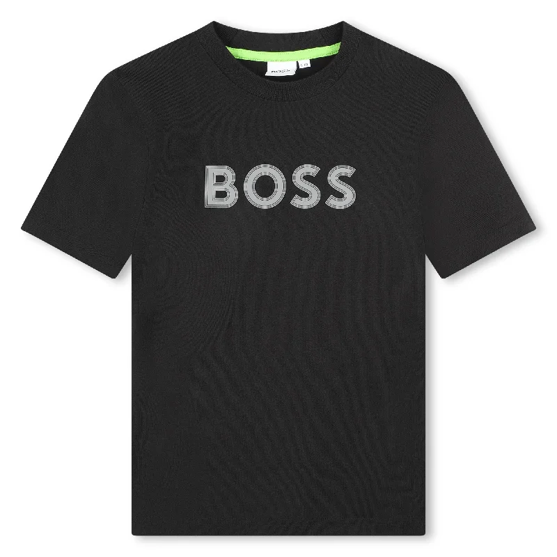 Men's Shirts with Embellished HemlinesBlack Logo T-Shirt