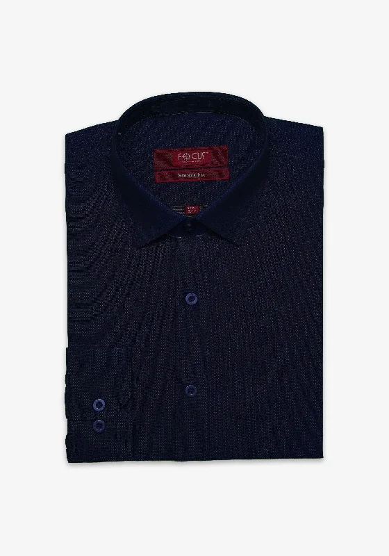 Men's Relaxed-Fit Shirts for Casual ComfortNavy Blue Textured Dress Shirt