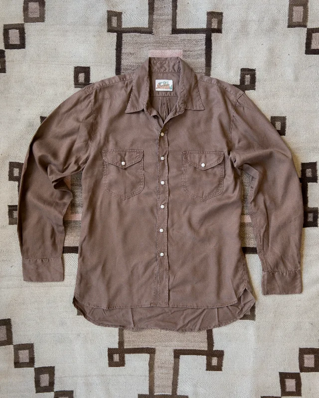 Layered Men's Henley ShirtsTencel Gabardine Pearlsnap Shirt - Churro Brown