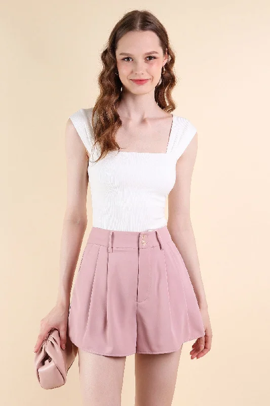 Men's Patterned Pants with StripesLUCCA BUTTONED PLEATED SHORTS IN DUSTY PINK