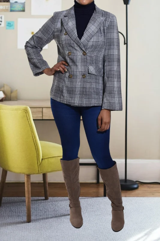 Grey And White Blazer Coat