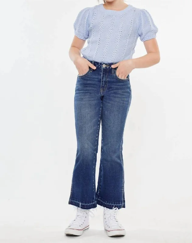 Comfortable Men's JeansCrop Flare In Dark Wash
