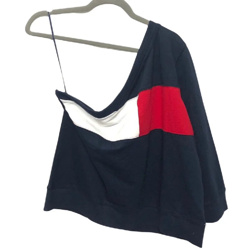 Unique Men's Custom HoodiesSweatshirt Crewneck By Tommy Hilfiger In Navy, Size:Xl