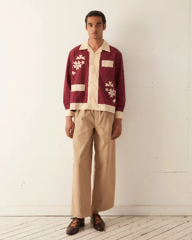 Men's Dressy Button-Down Shirts for Formal OccasionsMoonflower Appliqué Long Sleeve Shirt Men's Dressy Button-Down Shirts for Formal OccasionsMoonflower Appliqué Long Sleeve Shirt
