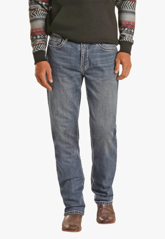 Men's Jeans with a Distressed LookRock & Roll Mens Hooey Double Barrel Relaxed Fit Stackable Bootcut Jean
