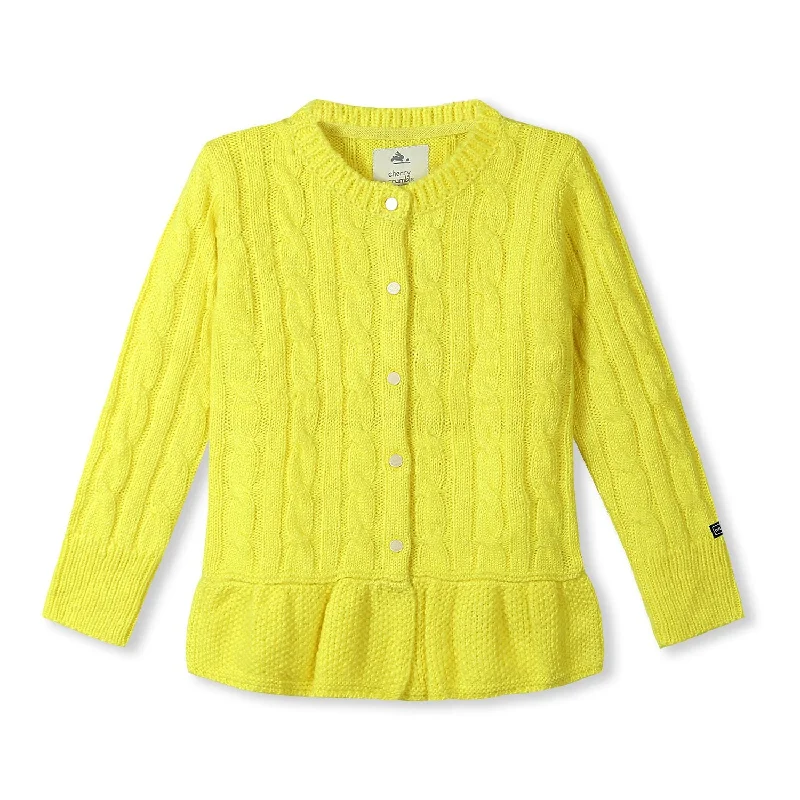 Men's Sweaters with Elastic WaistbandsSoft Cable Knit Peplum Cardigan