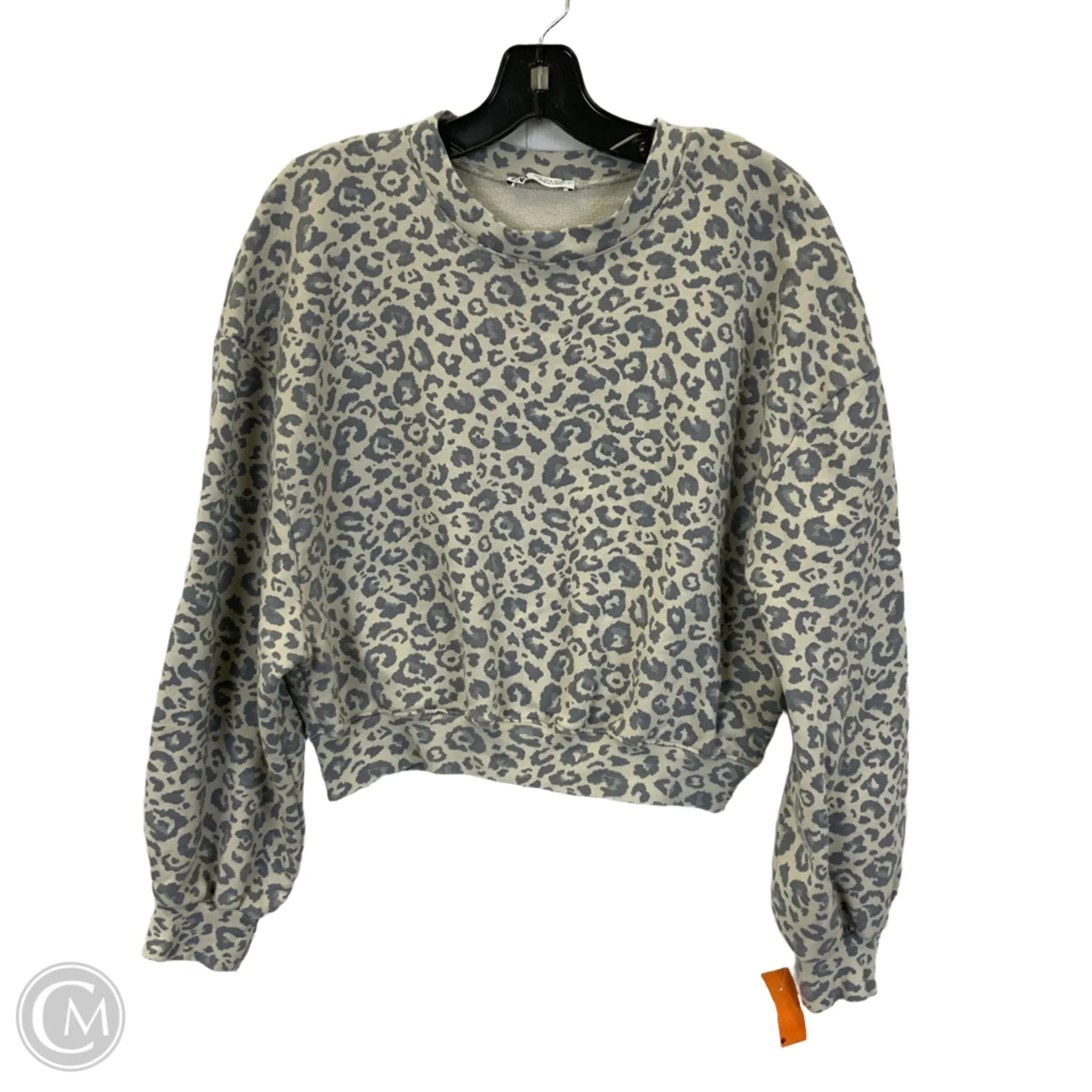 Men's Hoodies with Zipper DetailsSweatshirt Crewneck By Zara In Leopard Print, Size: S Men's Hoodies with Zipper DetailsSweatshirt Crewneck By Zara In Leopard Print, Size: S