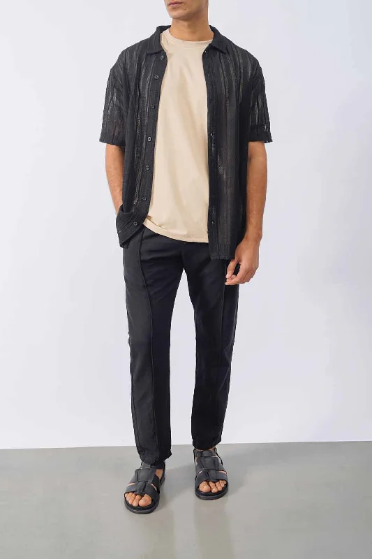 Men's Skinny-Fit Shirts for a Trendy LookTEXTURED CROCHET SHIRT
