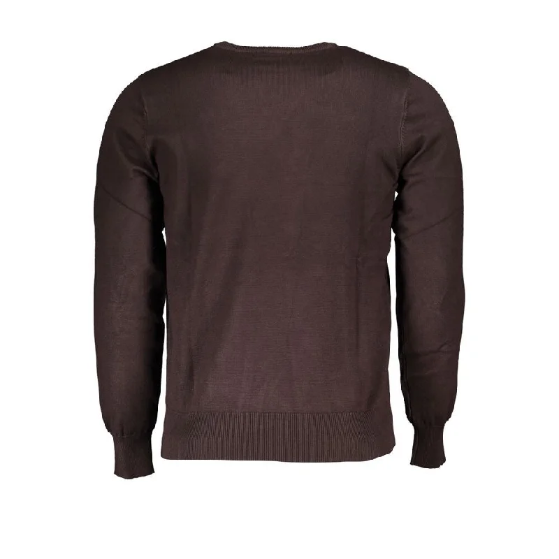 Men's Sweaters with Ribbed HemsU.S. Grand Polo Brown Nylon Men's Sweater