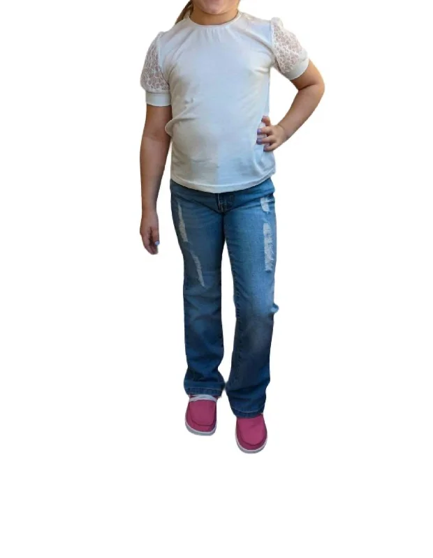 Men's Jeans with a Distressed LookLucky & Blessed Girl's Bootcut Jeans In Mid Wash