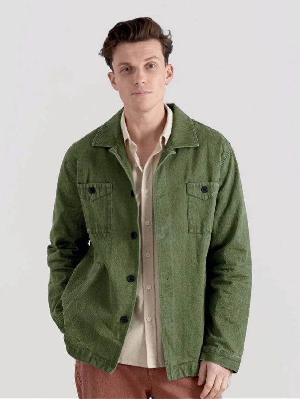 Hipster Men's JeansStanley Men's Organic Cotton Twill Denim Overshirt | Green Wash