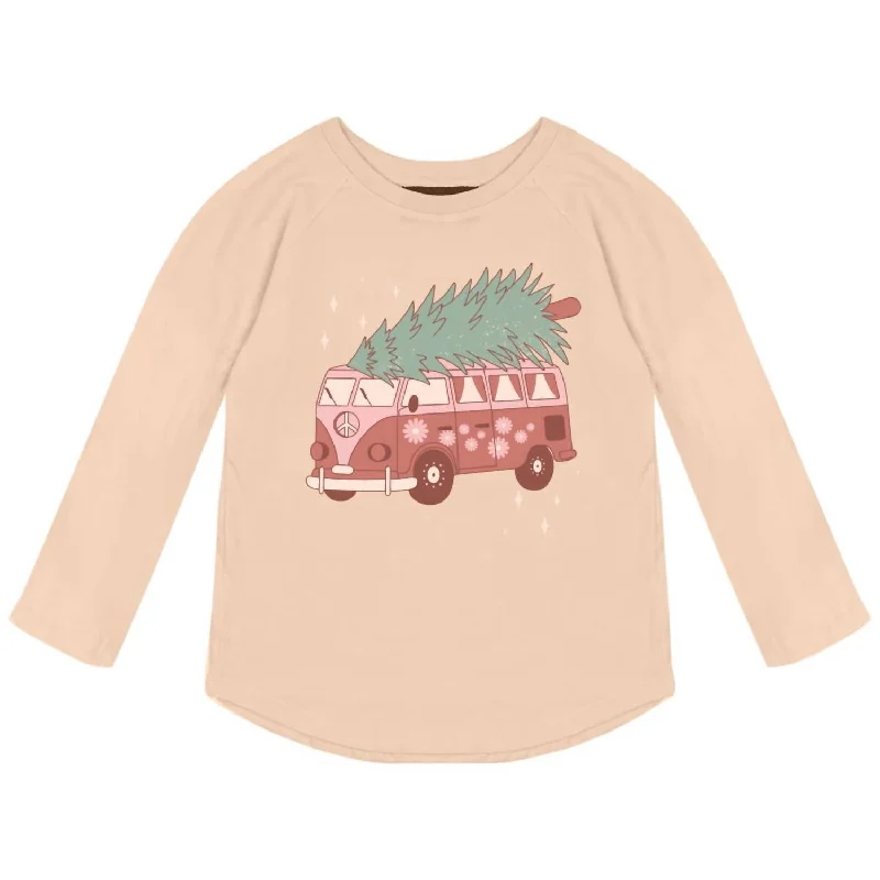 Durable Men's Work ShirtsGirls' Hippie Christmas Raglan Tee In Faded Pink
