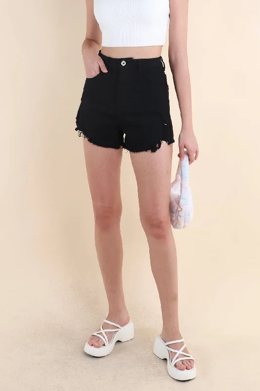 Men's Patterned Pants with ChecksRESTOCKED** KELLY HIGH WAIST DENIM SHORTS IN BLACK