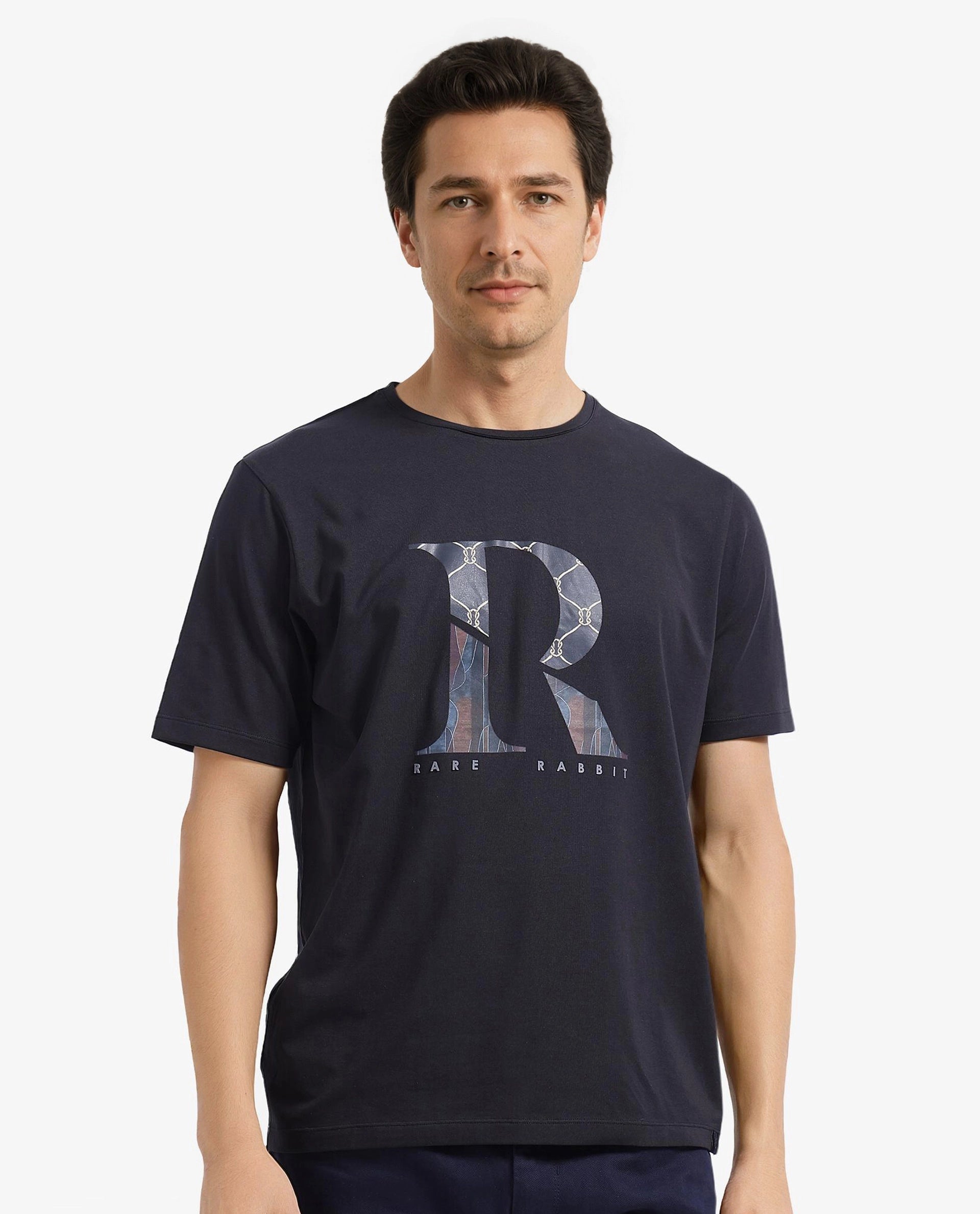 Men's Shirts with Graphic PrintsRare Rabbit Men Qeat Black Cotton Lycra Fabric Short Sleeves Crew Neck Digital Print T-Shirt Men's Shirts with Graphic PrintsRare Rabbit Men Qeat Black Cotton Lycra Fabric Short Sleeves Crew Neck Digital Print T-Shirt