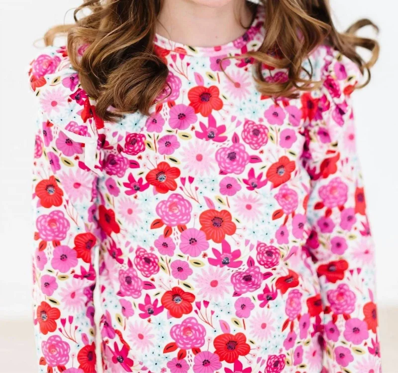 Men's Shirts with Pin CollarsGirls Long Sleeve Ruffle Tee In Secret Garden