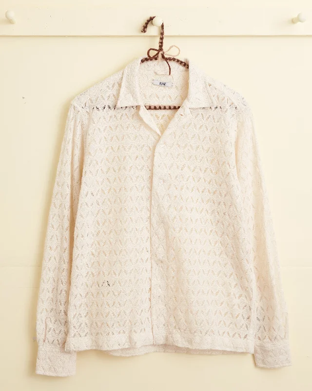 Men's Breathable Shirts for Warm ClimatesLattice Lace Long Sleeve Shirt
