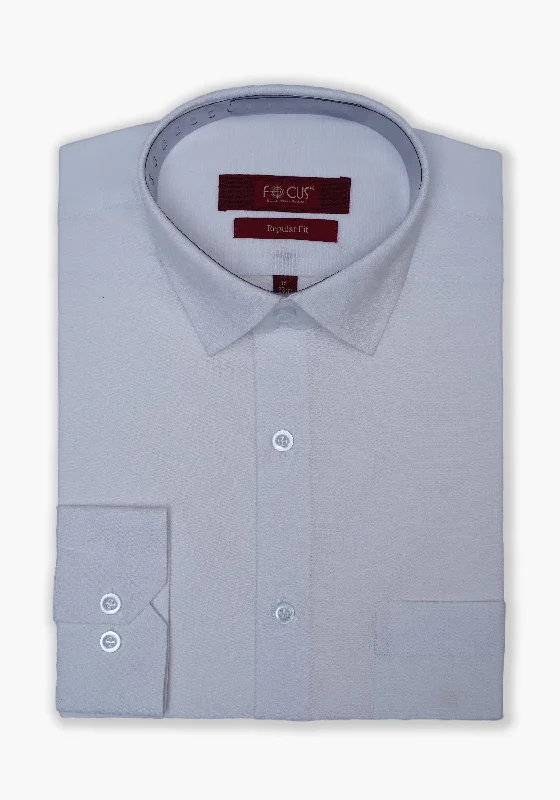 Men's Striped Long-Sleeve Shirts for a Maritime FeelWhite Textured Dress Shirt