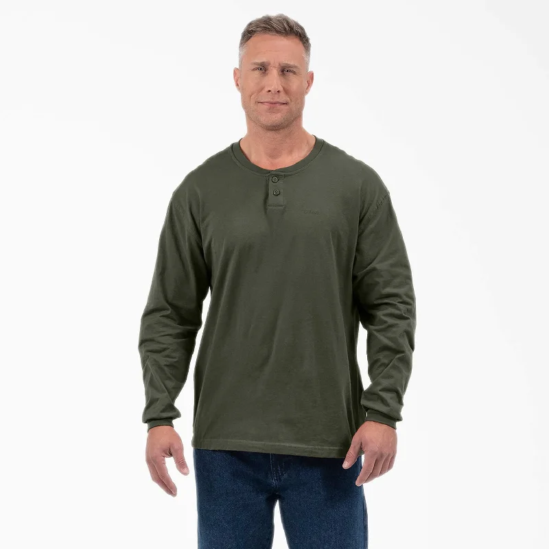Men's Shirts with Surplice HemlinesDickies Long Sleeve Henley T-Shirt