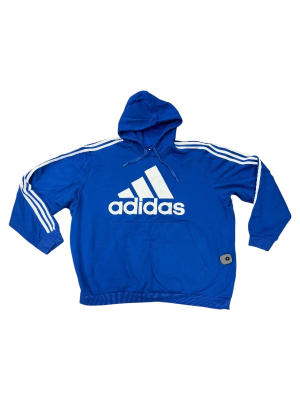 Men's Hoodies with Adjustable HoodsSweatshirt Hoodie By Adidas In Blue, Size: 3x